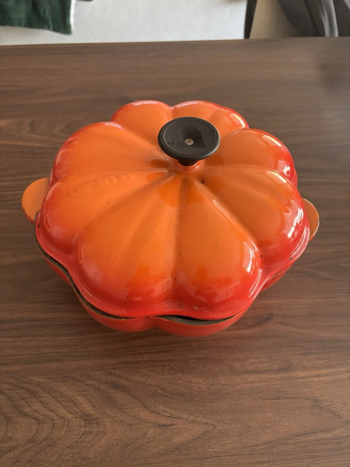 Vintage Le Creuset 2Qt Flame Pumpkin Enameled Cast Iron Dutch Oven