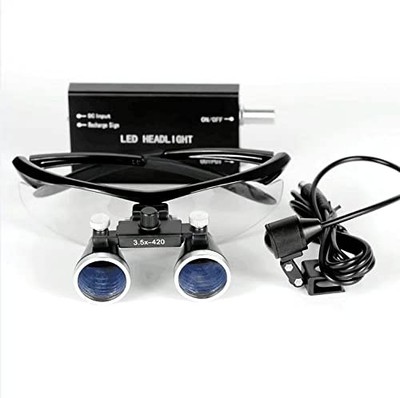 Glasses Magnifier with Illumination Head Light Lamp Lab Equipment 3.5X Alumin...