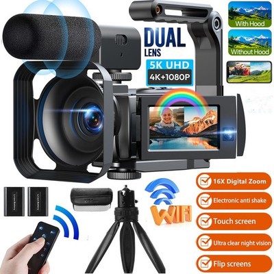 5K Videokamera 56MP Camcorder Doppelobjektiv WiFi 16X Digitalzoom 3,0-Zoll-Touch