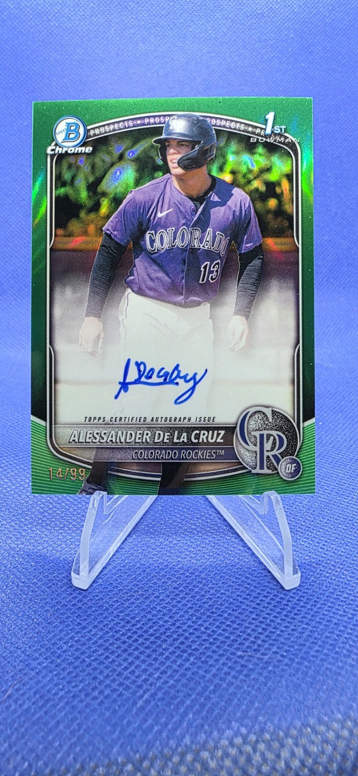 2025 Bowman Chrome 1st Alessander De La Cruz Auto True green Refractor # 14/99