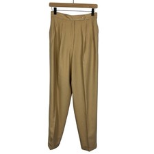 VTG Womens Wool Trouser Pants High-Waisted Tan Pleated 8 GIORGIO SANT ANGELO