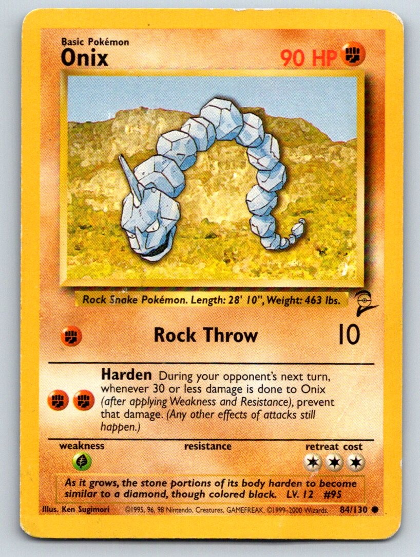 Onix 84/130 Common Base Set 2 Pokemon Damaged