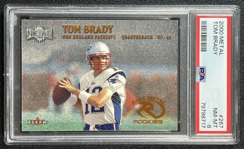 TOM BRADY PSA 8 2000 FLEER METAL #267 ROOKIE RC NEW ENGLAND PATRIOTS 8717