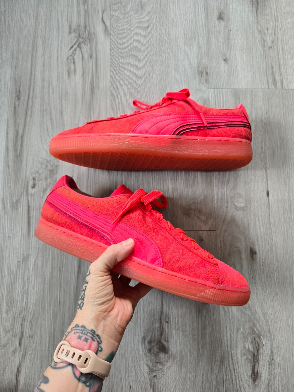 SAOLA Sneakers Puma Suede Triplex Mono Quake 'Sunblaze' rosso fluo monocromatiche UOMO 11 5