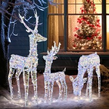 3 PCS Christmas Reindeer Family Lighted Deer for In/Outdoor Holiday Yard Decor