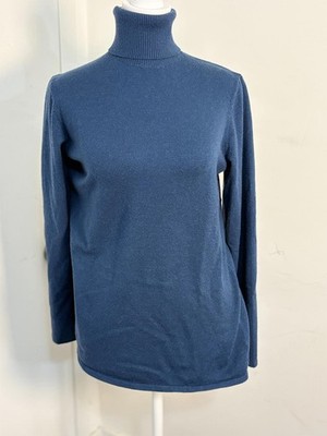 Wynne Layers Blue Turtleneck Long Sleeve Sweater Cashmere blend small Nwot