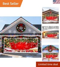 Festive 16x7ft Christmas Garage Door Cover - Ideal for New Celebrations