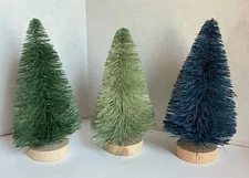 Creative Co-Op Set of 3 Sisal Trees in Bag 4"H x 2"W Dark & Light Green &Dk Blue