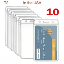 10Pack Vertical ID Badge Holder-Extra Thick Clear ID Card Holder with Waterproof