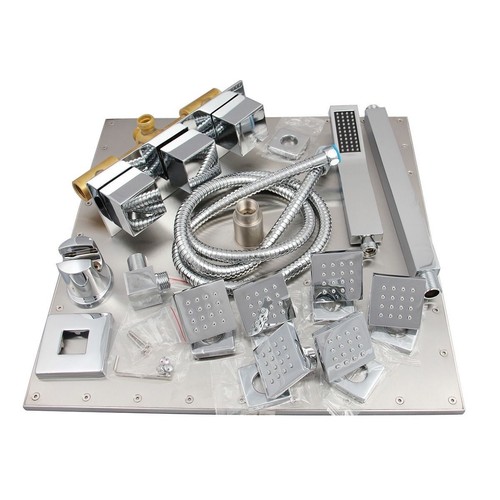 Luxus Badezimmer Duschset mit 10" LED Duschkopf & 6 Massagedüsen Spray Body - Bild 8 von 11