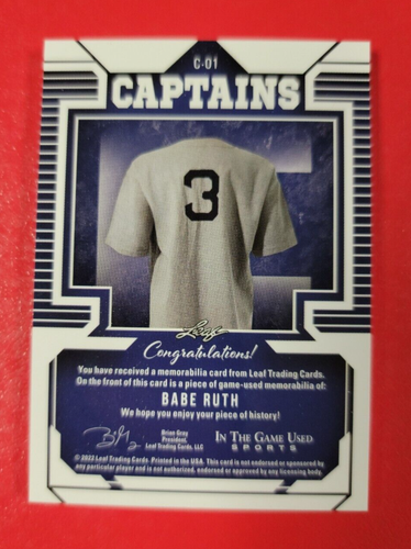 BABE RUTH GIOCO BAT CARD USATA #d8/12 AF + 2022 SCATTI LUNA SELEZIONATI INSERTO YANKEE - Foto 5 di 7
