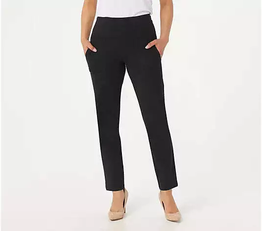 Women with Control Women's Petite Tummy Control Ankle Pants- Black