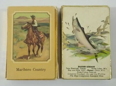 Vintage Playing Rustic Cardback Lot of 2 Decks - Marlboro Country - Big Ole Bass