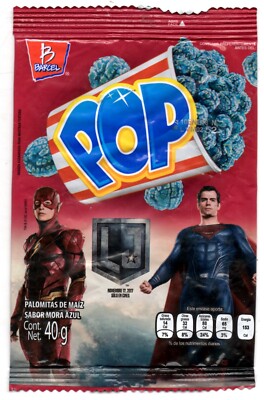 DC Justice League 2017 Barcel Mexico Snack Bag Pop Mora Azul 15g