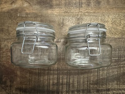 Set of Kitchen Storage 17-Ounce Clear Glass Containers Lock Lid Jar  Mainstays