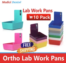 10pcs Dental Lab Working pans Plastic Storage Container Retainer Box with Clip