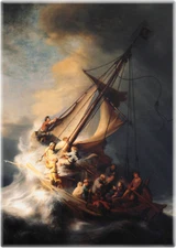 Magnet - Rembrandt's Christ Sea Galilee Boat 17th Century Painting Retro 3.5"