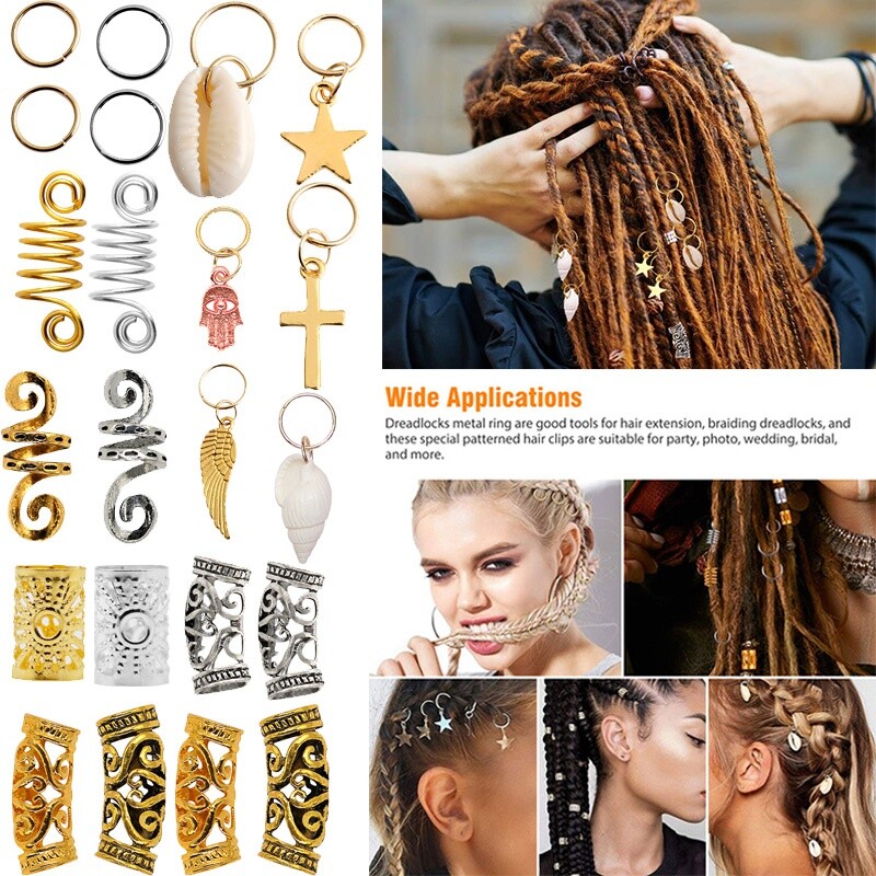 Women Metal Spring Star Shells Hair Rings Dreadlocks DIY Hair Braids Clips Decor | eBay Women Metal Spring Star Shells Hair Rings Dreadlocks DIY Hair Braids Clips Decor | eBay