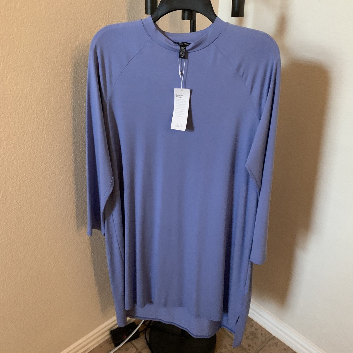 eileen fisher viscose jersey crew neck dress Eileen Fisher Crewneck Raglan-Sleeve Jersey Dress, Periwinkle, Women's, S, Shirts Tops Blouses Short-Sleeve T-Shirts Tees