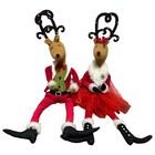 Christmas Reindeer Sitting Plush Couple Festive Holiday Glam Outfits 23"