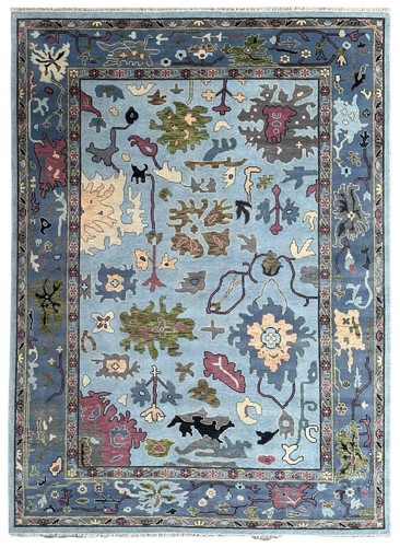 Hand Knotted Blue 5x8, 6x9, 8x10, 9x12, 10x14, 12x15 Wool Area Rug - Picture 8 of 8
