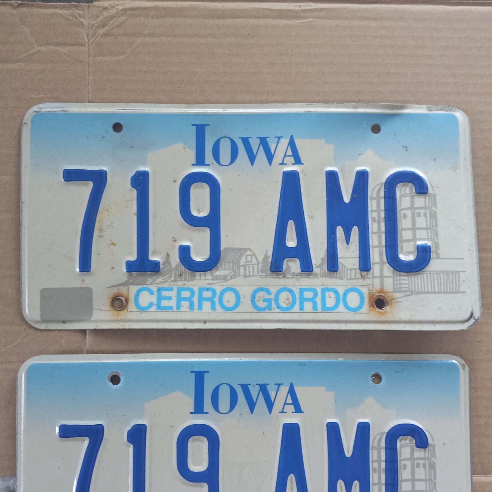 PAIR 2000 Iowa License Plates "719 AMC" CERRO GORDO SEP Sticker eBay