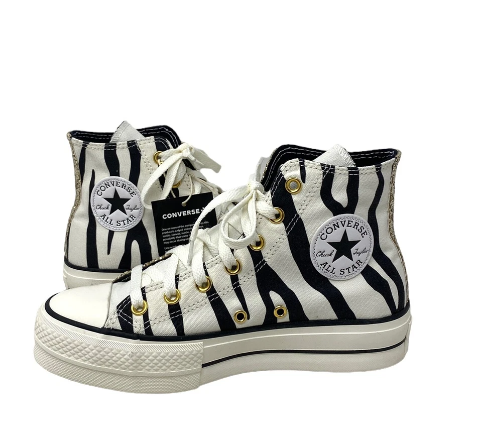 Zapato alto Converse Ctas plataforma elevadora brillo cebra para mujer personalizado 570636C-WWBYG Foto 4 de 4