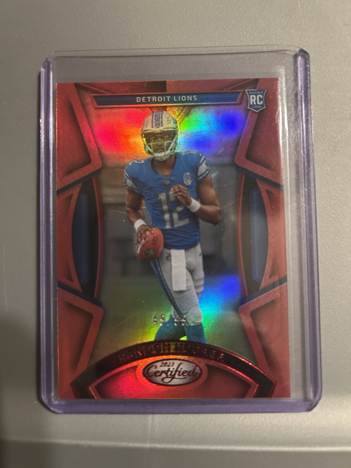 2023 Certified Hendon Hooker Jersery match # Red 49/99 SP Detroit Lions