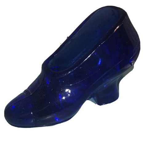c Schöne Vintage Kobaltblau Glas Slipper Schuh Figur #5 - Bild 7 von 10
