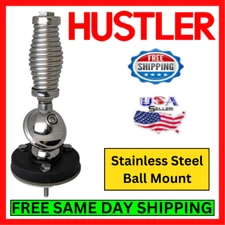 Hustler SSM-1 Stainless Steel Ball Mount Adjustable Antenna w/ Spring 180 Rotate