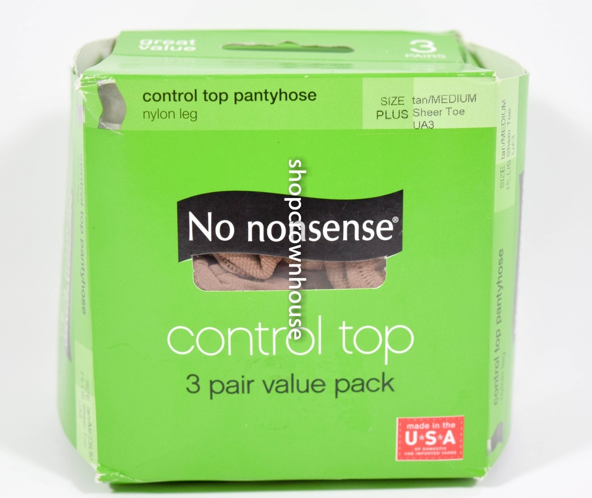 No Nonsense Control Top Comfort UA3 TAN Sheer Toe Pantyhose 3 pair 