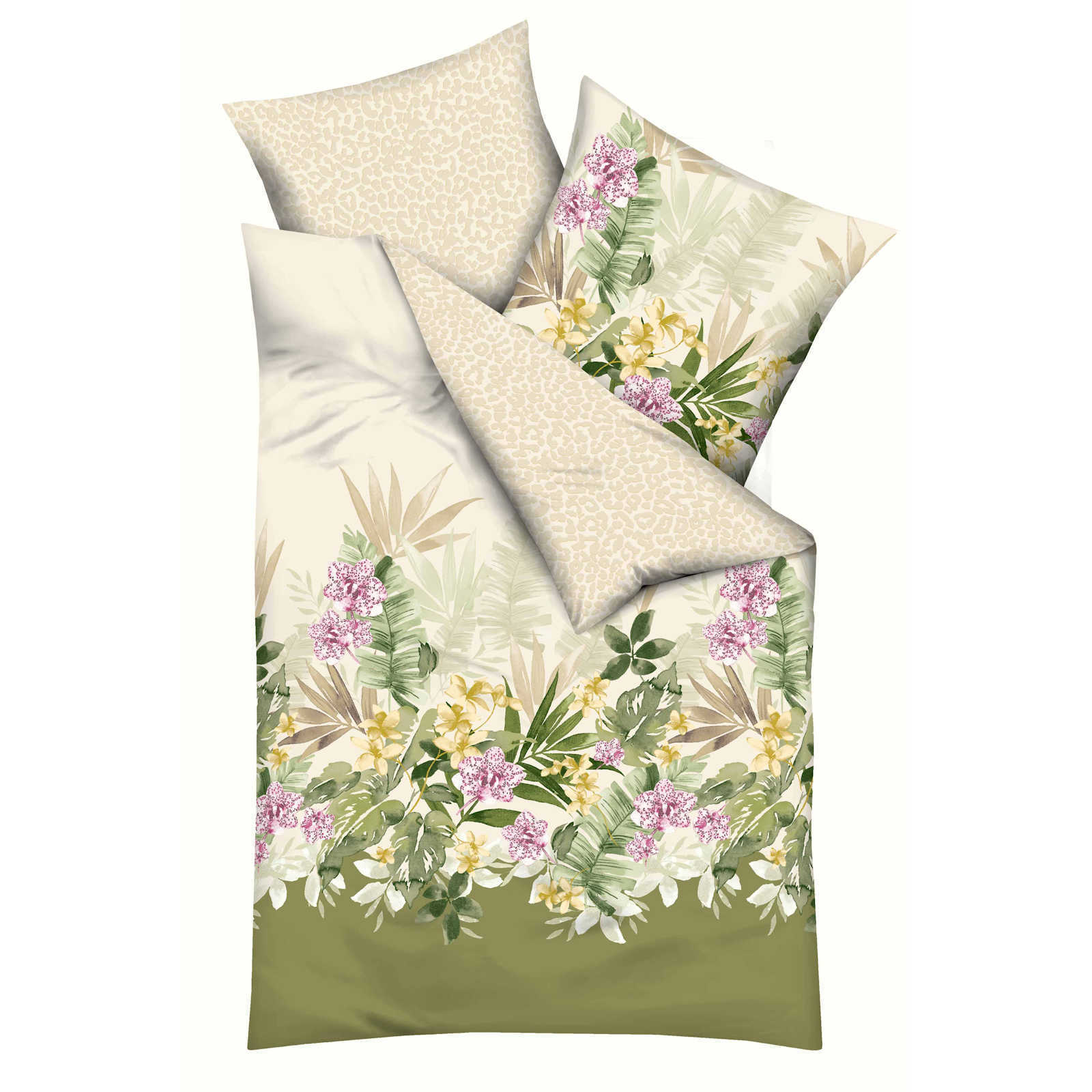 KAEPPEL LEO ORCHID Wende-Satin-Bettwäsche Baumwolle Orchidee 135x200 cm