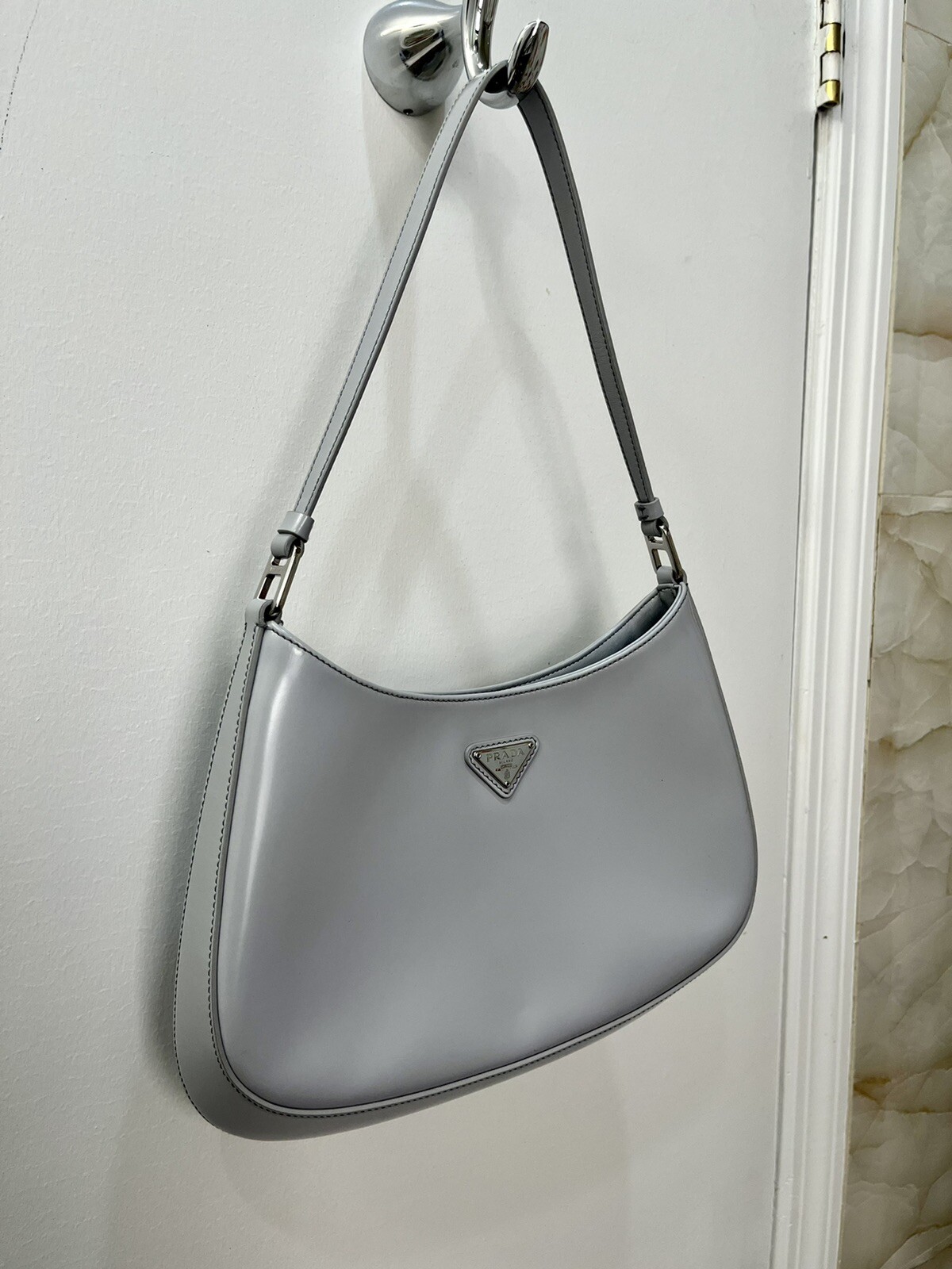 Prada, Bags, Prada Cleo Shoulder Bag Spazzolato Leather Maxi White