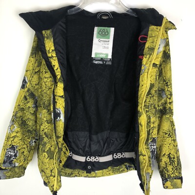 686 Mannual Ski Snowboard Jacket Yellow Youth Medium Skulls