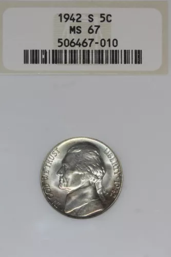 1942 S- NGC 5C MS67 JEFFERSON NICKEL #B46460