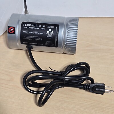 Terrabloom DBF4 4'' (100mm) Inline Fan - 100 CFM, Metal Duct Fan