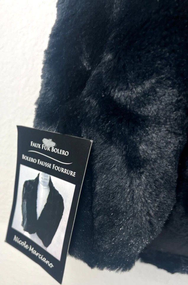 Nicole Marciano 女式耸肩人造毛皮黑色无袖全新免运费 — 第 3/3 张图片