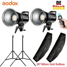 2X Godox SL-60W 5600K LED Lampe Studioleuchte+35*160cm Grid Softbox+2.8m Stativ