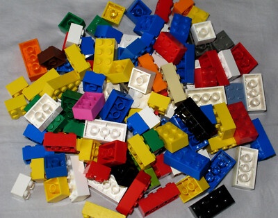 Lego Steine 2x2, 2x3, 2x4 Pin x 100 Stück - gemischte Farben