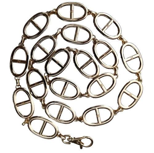 Michael Kors Belt Anchor Chain Link Goldtone Chaine D'Ancre ZHUBI Horsebit Style - Picture 1 of 6
