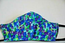 HANDMADE MASK WASHABLE REUSABLE DARK BLUE AND MULTI-COLOR