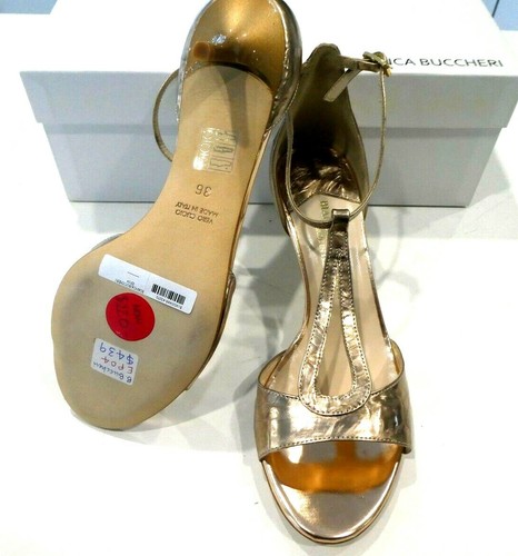 Bianca Buccheri Metalic Rose Gold T-Strap Heels Sandals-Size 36-Made in Iatly - Picture 4 of 9