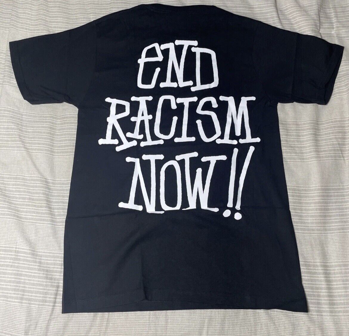 $45 Stussy End Racism Now Stand Firm Tshirt Black White Size Small  Authentic NWT