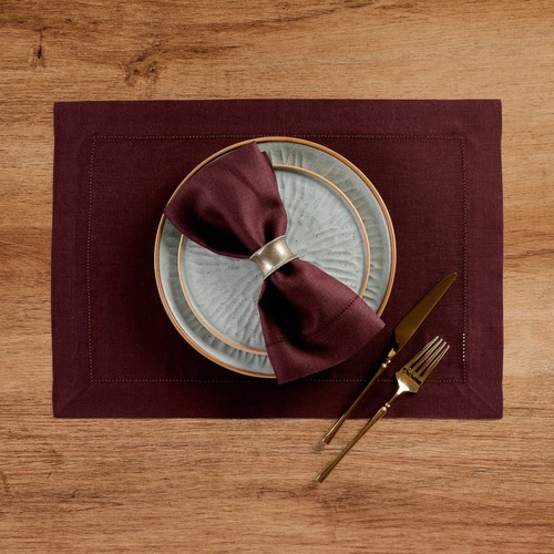 Solino Home 100% Pure Linen Placemats 14 x 19" for Summer - Classic Hemstitch - Picture 112 of 145