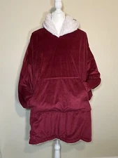 Wearable Blanket ~ Red Sherpa Plush Hoodie Sweatshirt Oversized Reafort