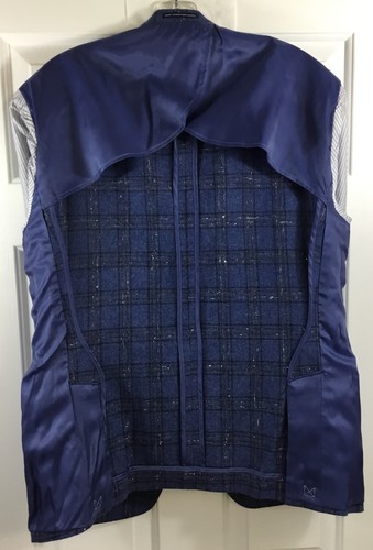Hart Schaffner Marx Sport Coat Mens 42S New York Fit Blue Plaid Wool Cashmere - Picture 9 of 10