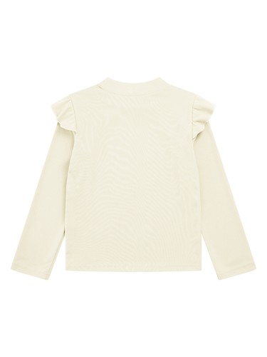 Kids Girls T-Shirt Ruffle Sleeves Tee School Top Stretch Shirts Solid Color - Picture 40 of 61