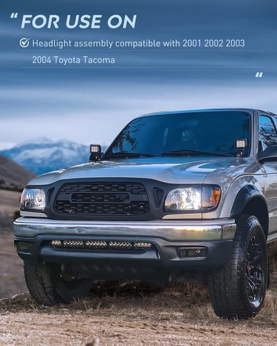 Fits 2001-2004 Toyota Tacoma Headlights + Corner Signal Lamps Pair Included NEW - Picture 4 of 5