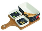 Easy Life Porcelain Appetizer Set on Bamboo Tray - Contemporary Italian Design
