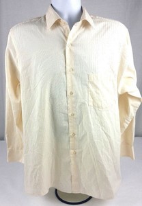 Van-Heusen-Men-039-s-16-32-33-Long-Sleeve-Button-Front-Yellow-Shirt